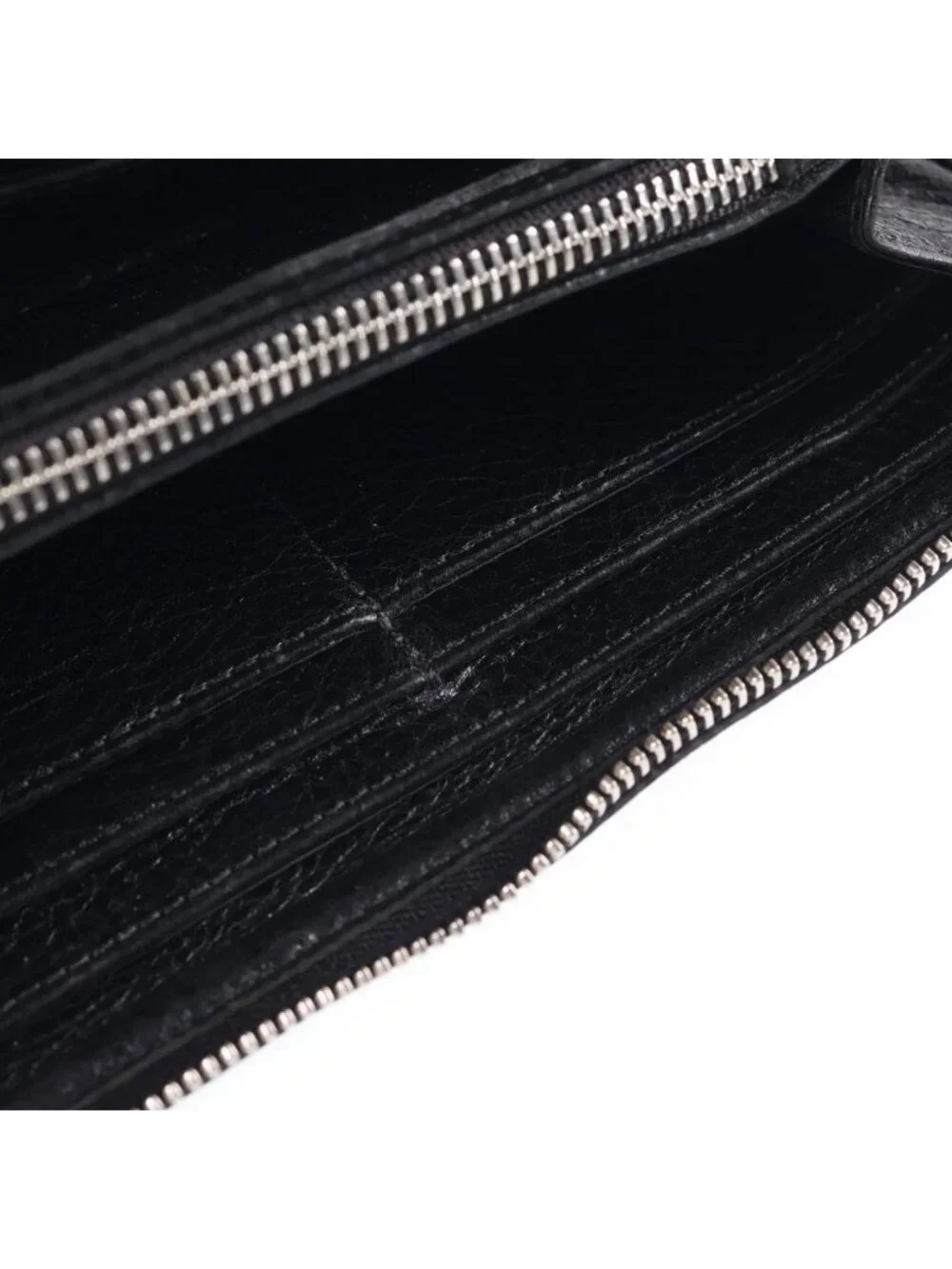 Chrome Hearts Rec Zip 3 Cross Round Zip Leather Wallet Black